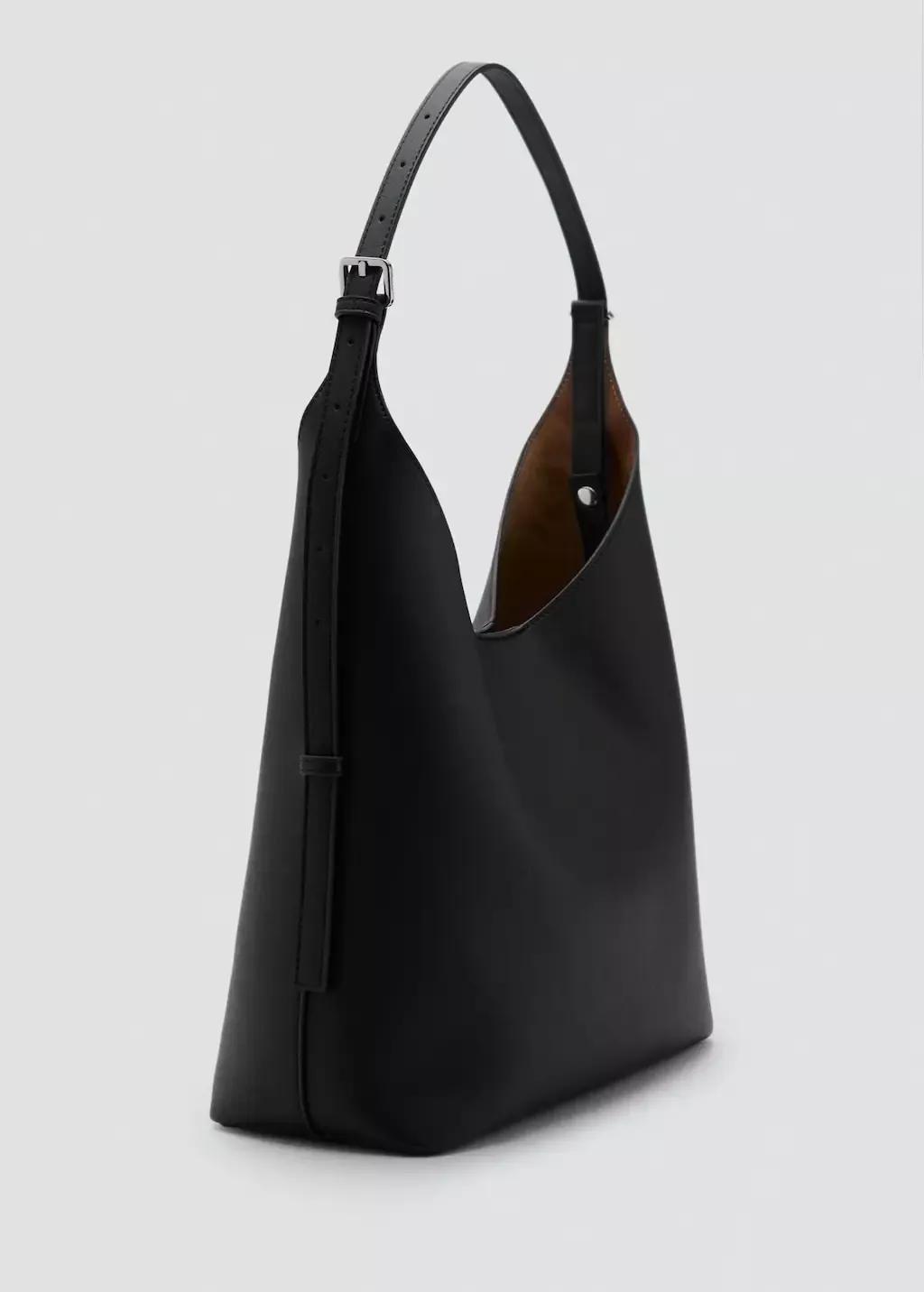 BLACK Shopper bag with buckle, 0201_99, large image number 0
