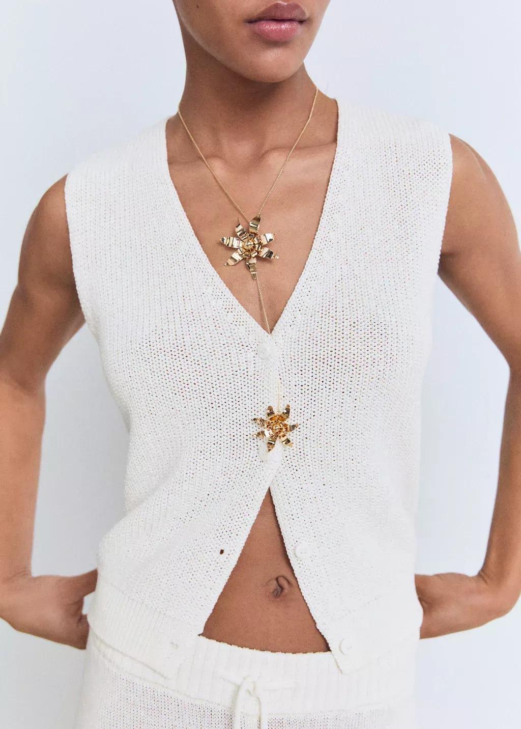 White Openwork Knitted Waistcoat, , large image number 0