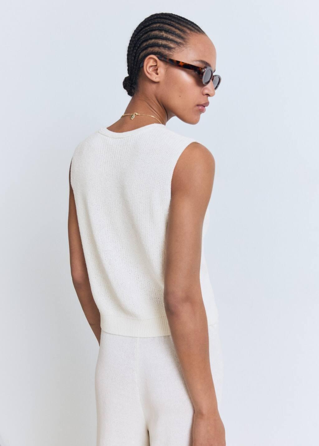 White Openwork Knitted Waistcoat, , large image number 5