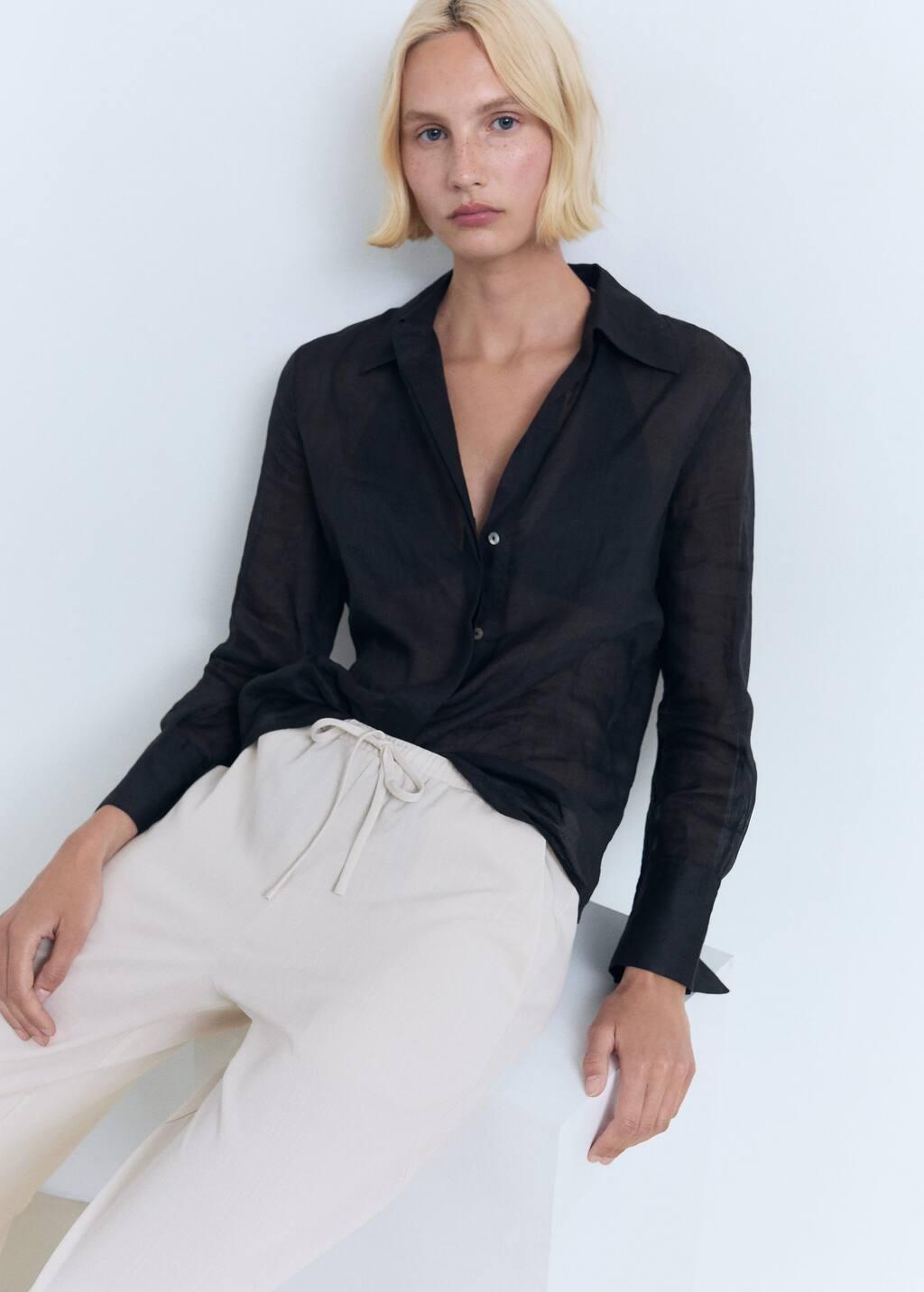 Beige Drawstring Straight Trousers, , large image number 2