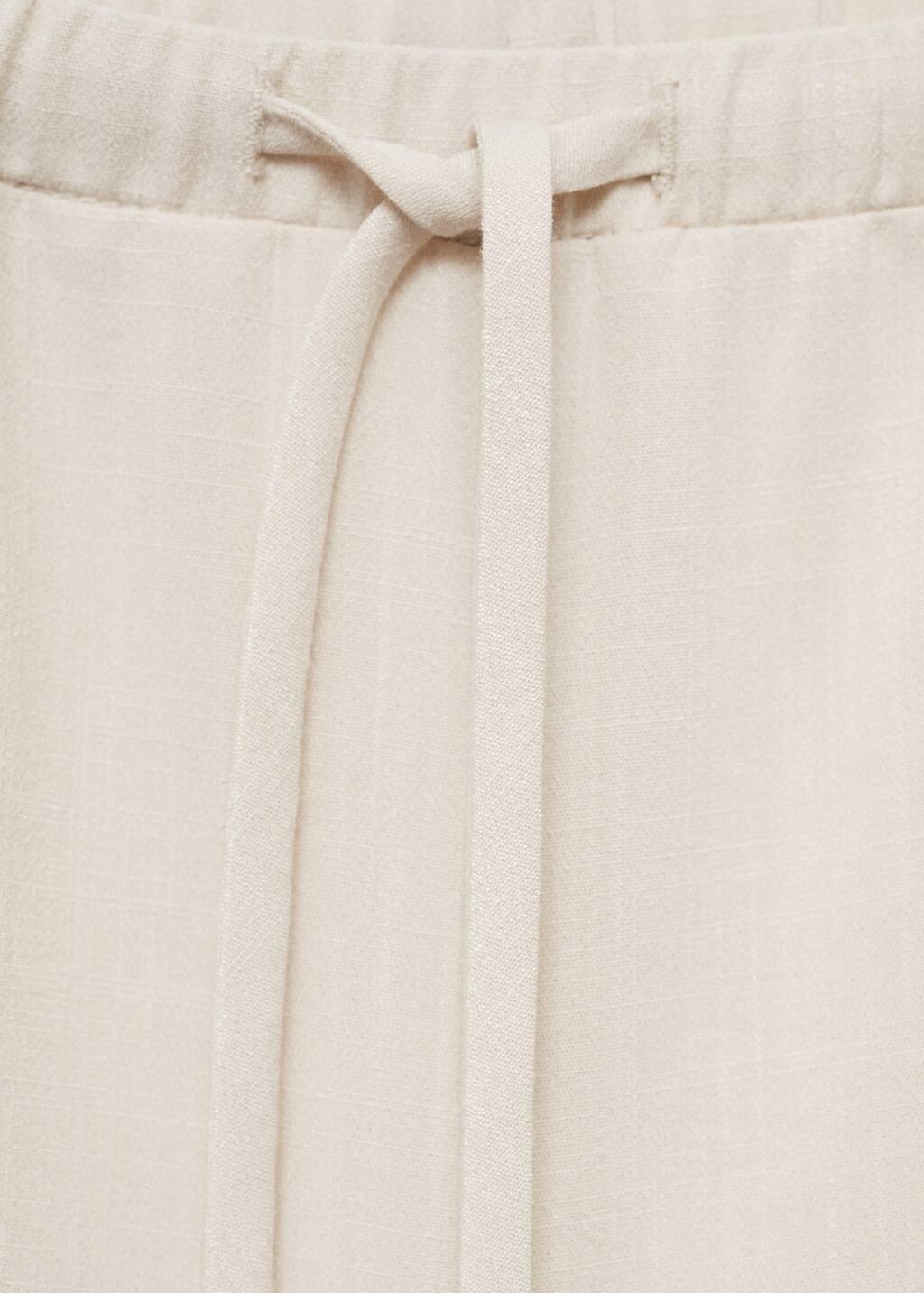 Beige Drawstring Straight Trousers, , large image number 4