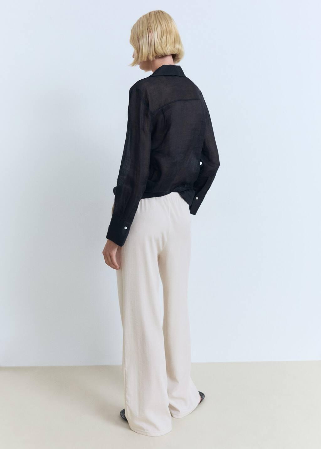 Beige Drawstring Straight Trousers, , large image number 5
