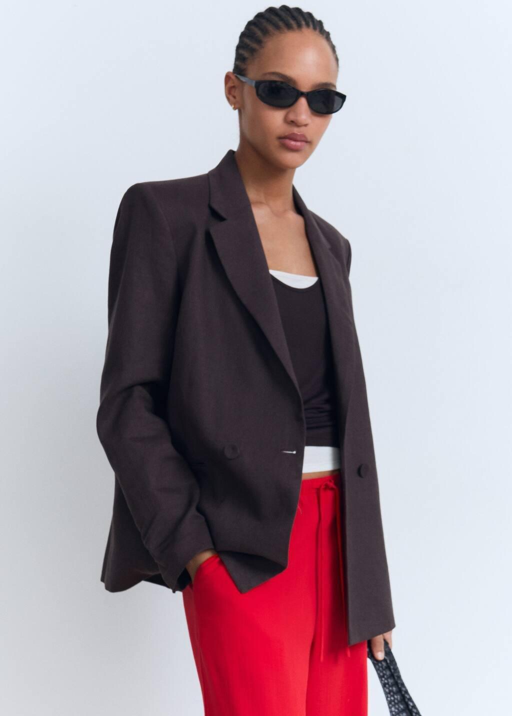 Red Drawstring Straight Trousers, , large image number 2