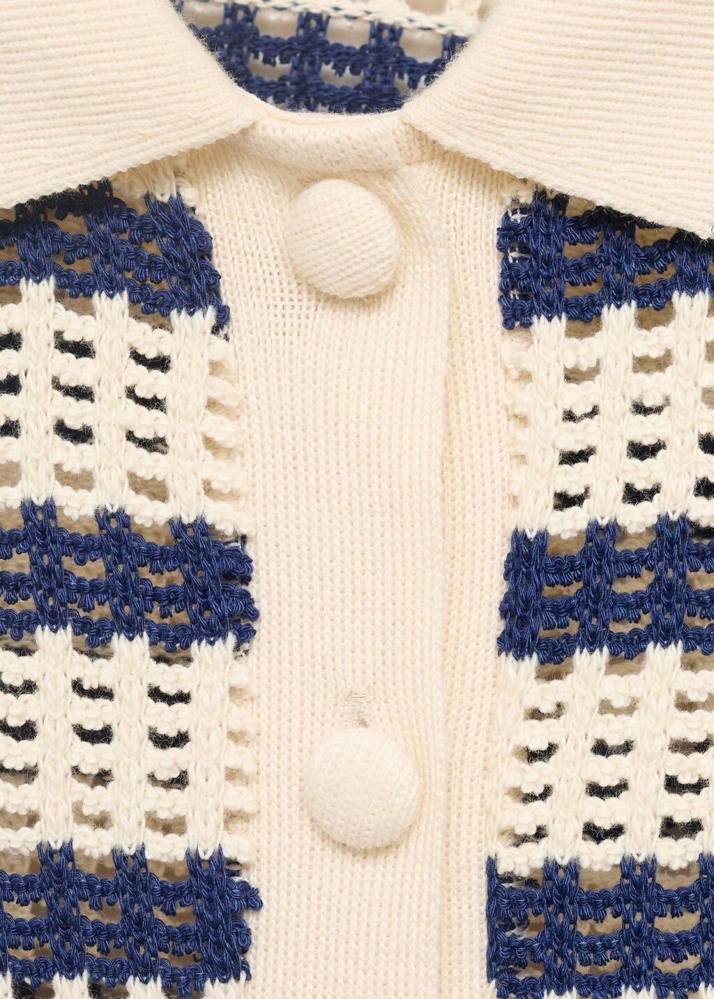 Navy Short Sleeve Striped Cardigan, , large image number 4