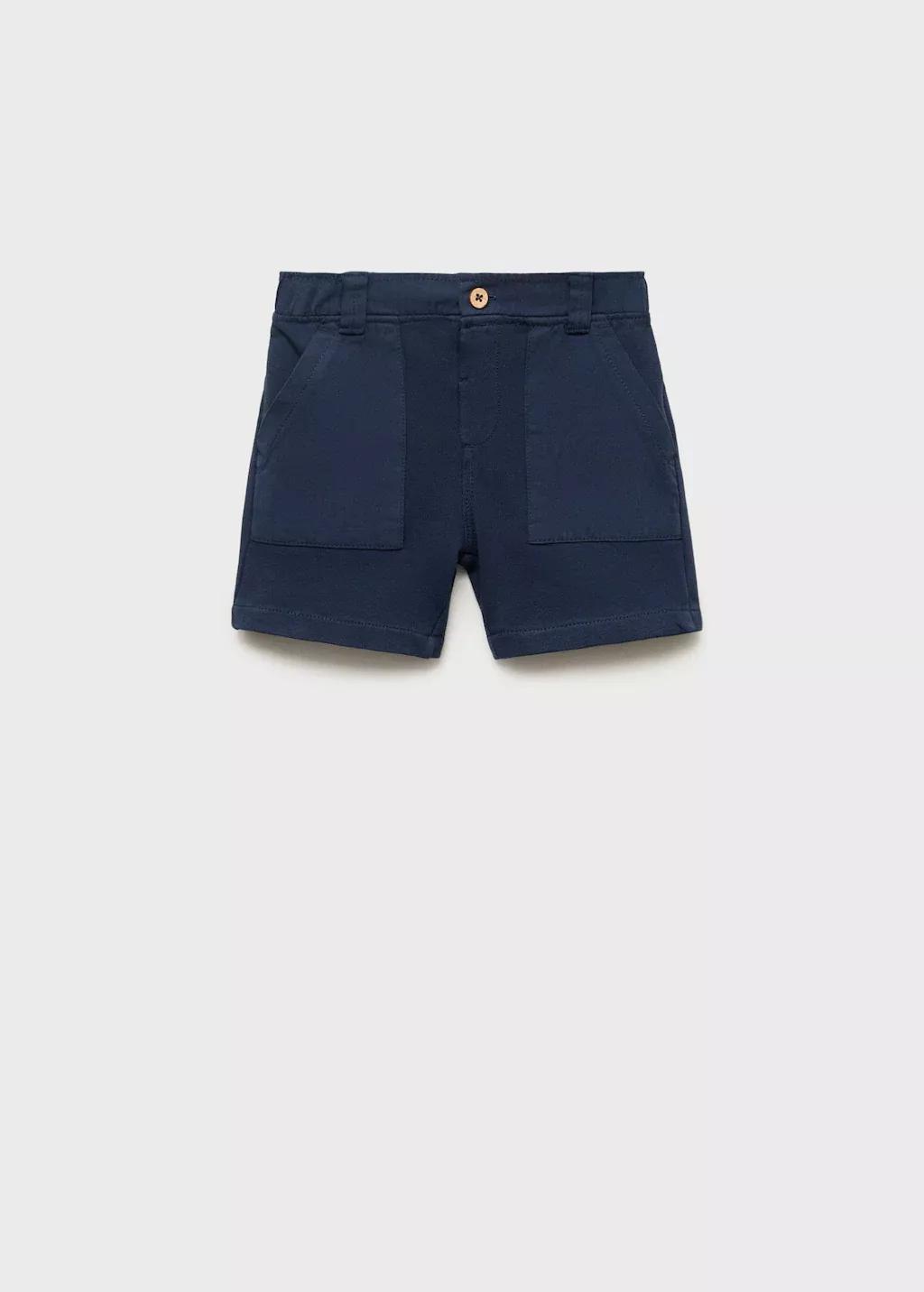 Navy Cotton Bermuda Shorts, , large image number 0