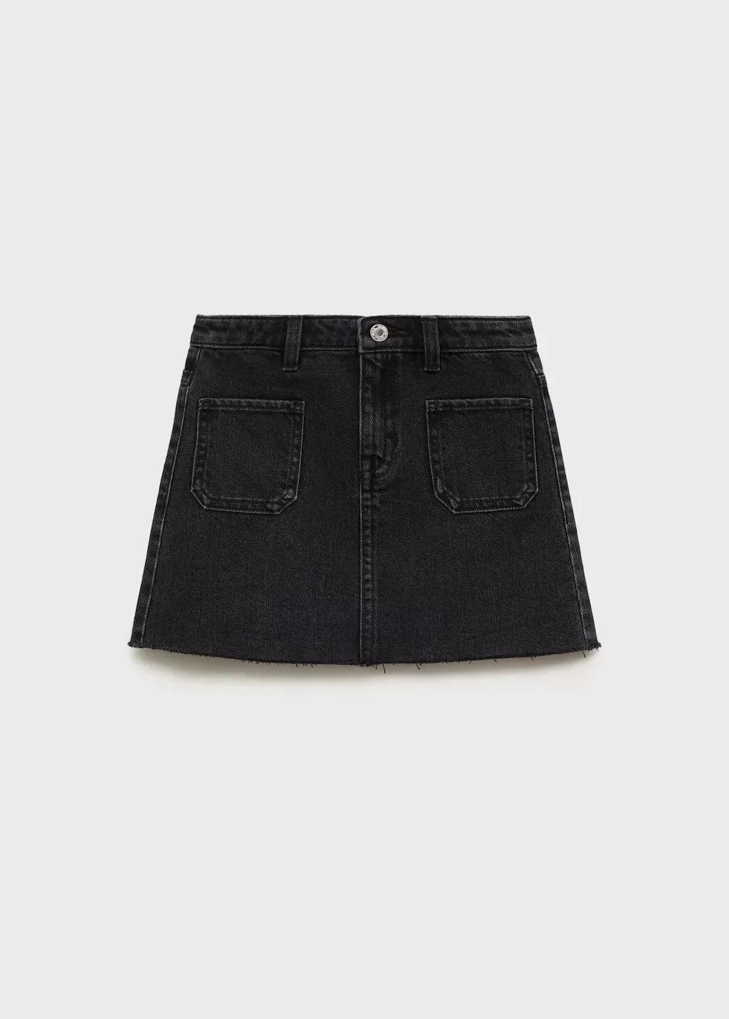 Grey Denim Short Skirt, Kids Girl, Open Grey, large image number 6