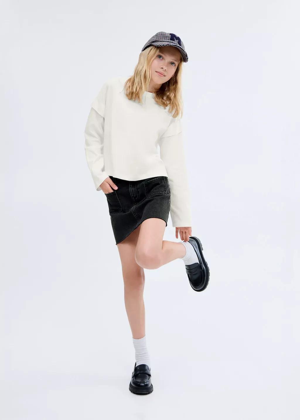 Grey Denim Short Skirt, Kids Girl, Open Grey, large image number 7