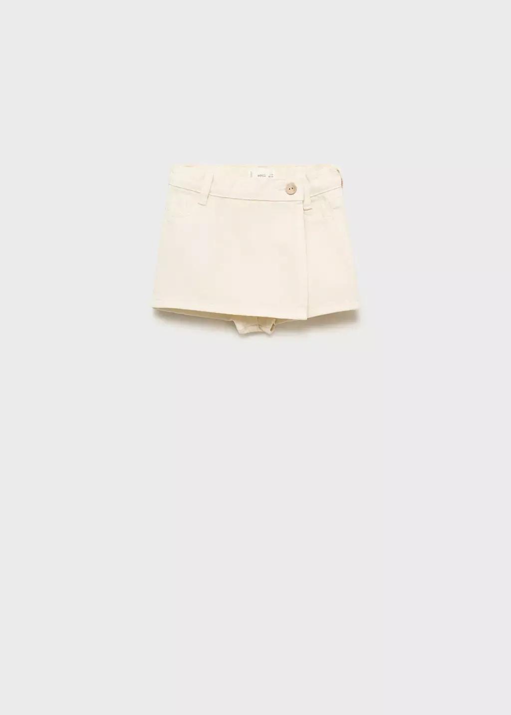 Beige Wrapped Denim Skort, , large image number 0
