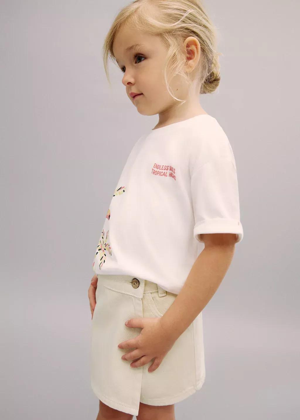 Beige Wrapped Denim Skort, , large image number 1