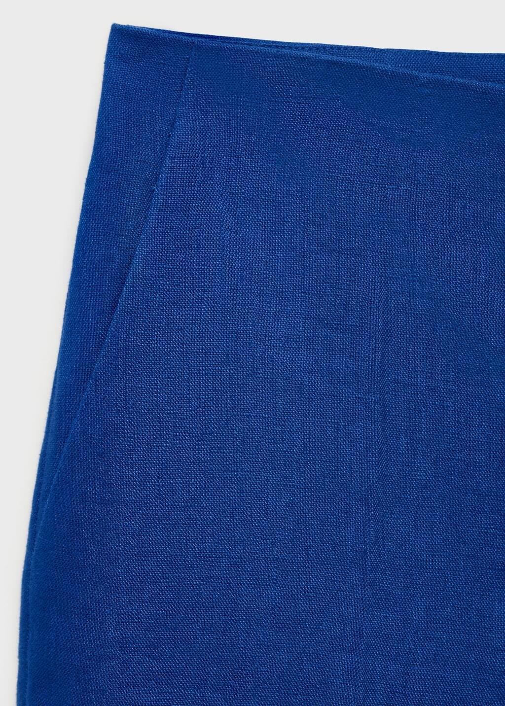 MEDIUM BLUE Linen straight-fit mid-rise shorts, , large image number 2