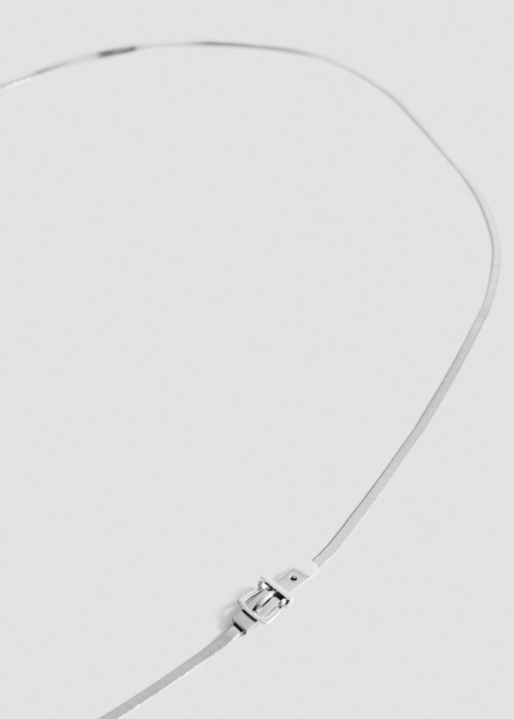 SILVER Thin metal belt with buckle, Silver, medium