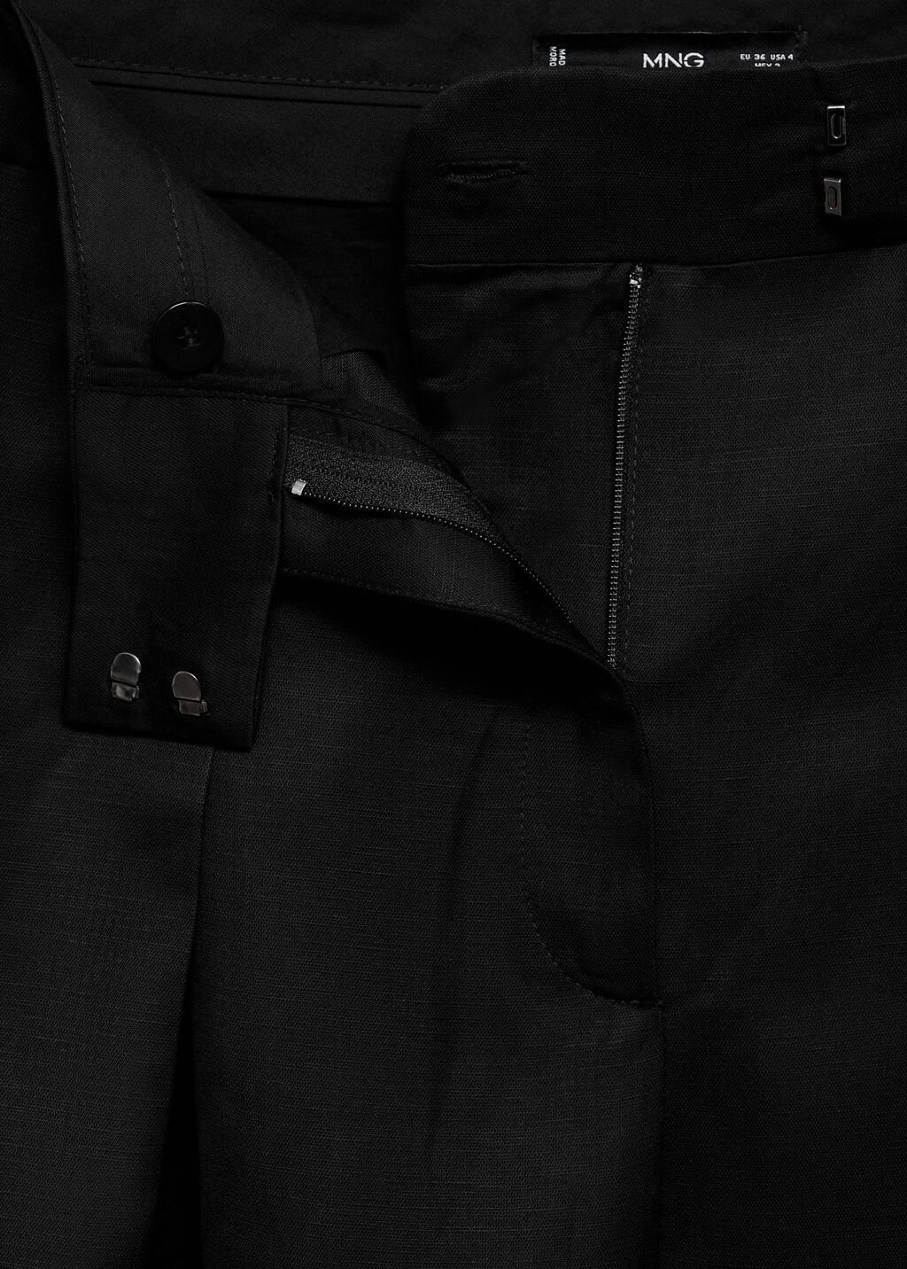 Black Wideleg Pleated Trousers, , large image number 4