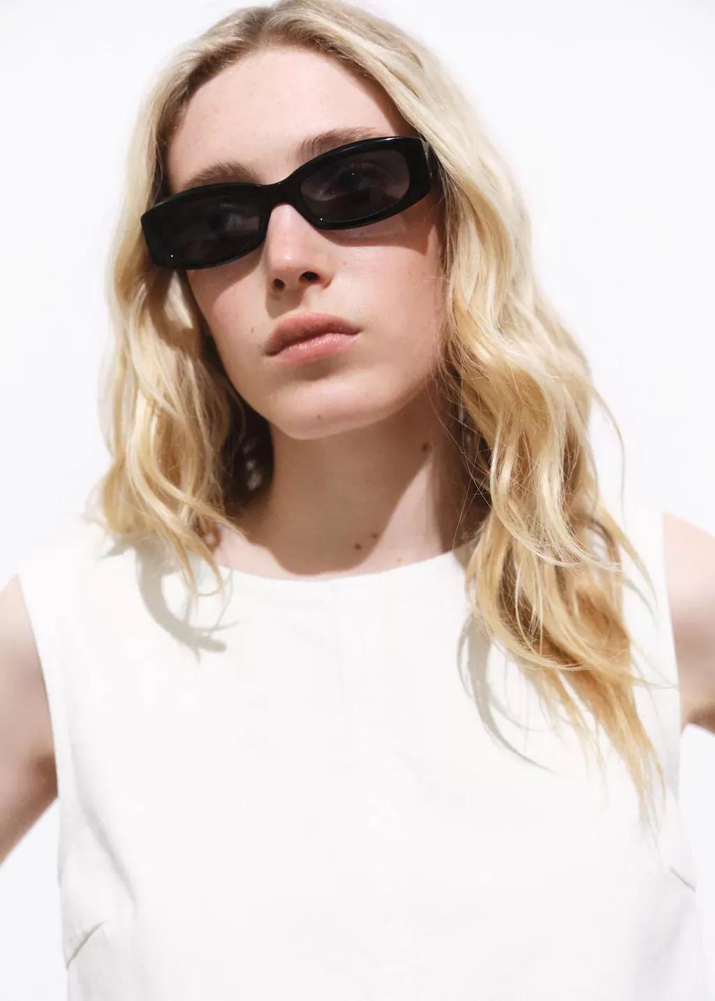 NATURAL WHITE Denim crop top with buckle closure, Natural White, medium