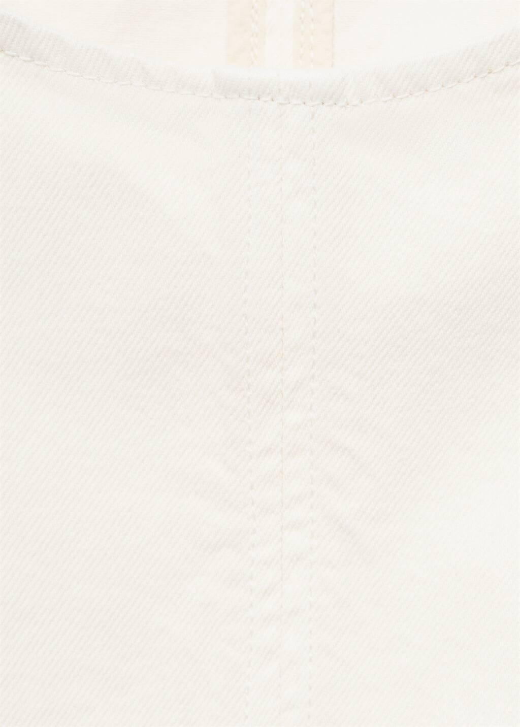 NATURAL WHITE Denim crop top with buckle closure, Natural White, large image number 4