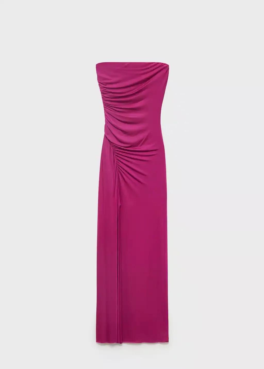 Pink Draped Strapless Dress, , large image number 3