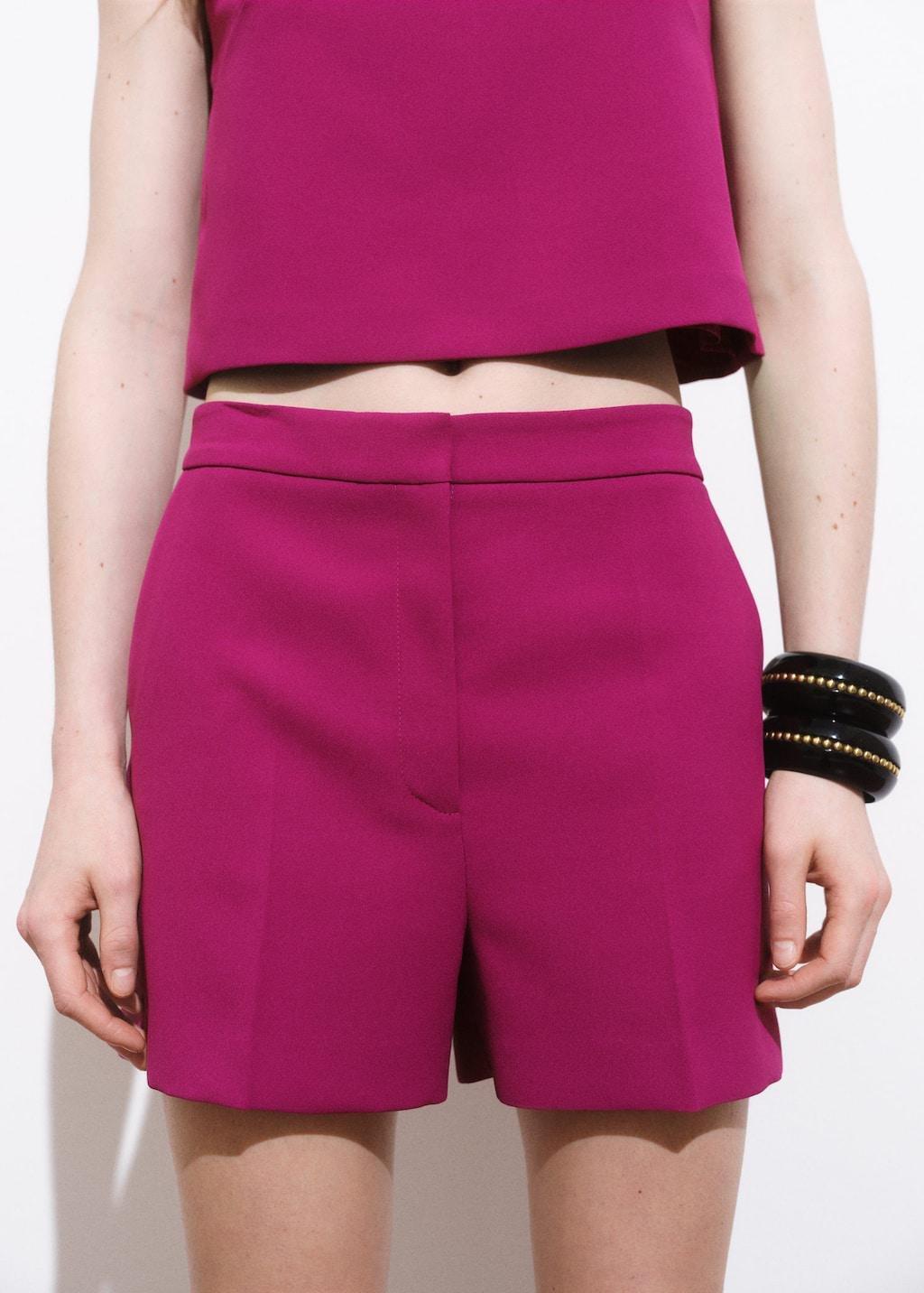 Pink Straight Mid-Rise Shorts, , large image number 0