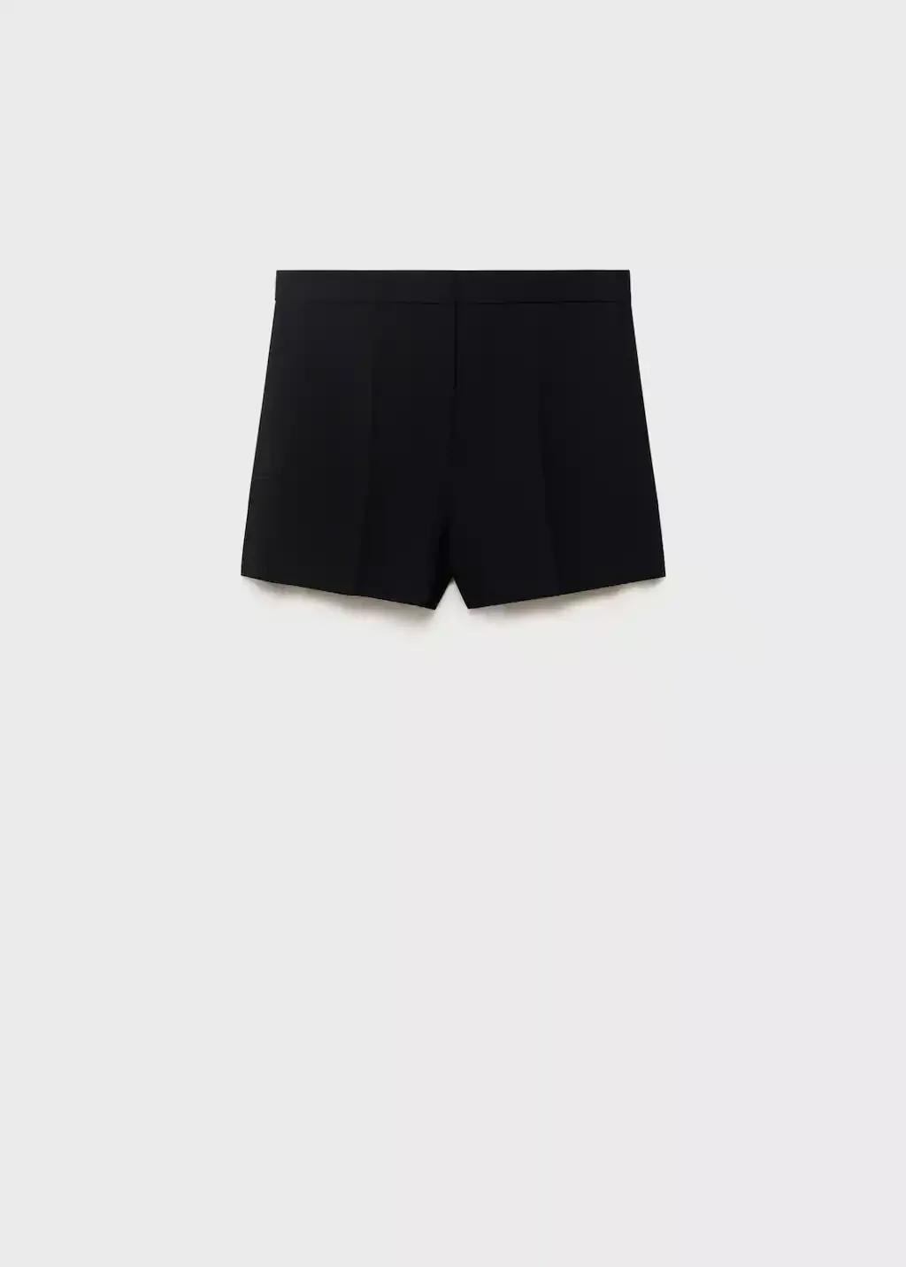 Black Straight Mid-Rise Shorts, , large image number 3