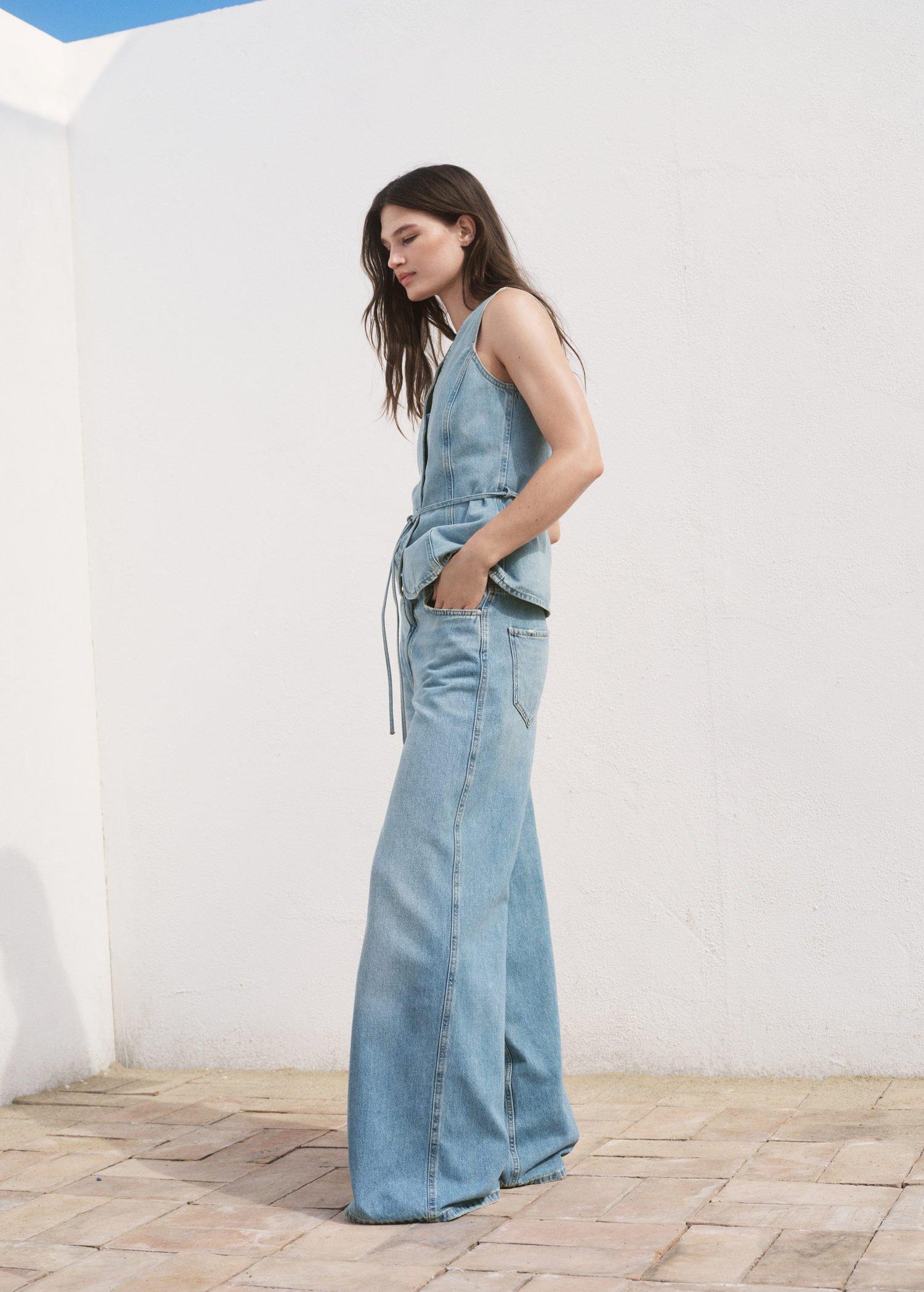 Blue High-Rise Wide leg Jeans, , large image number 6