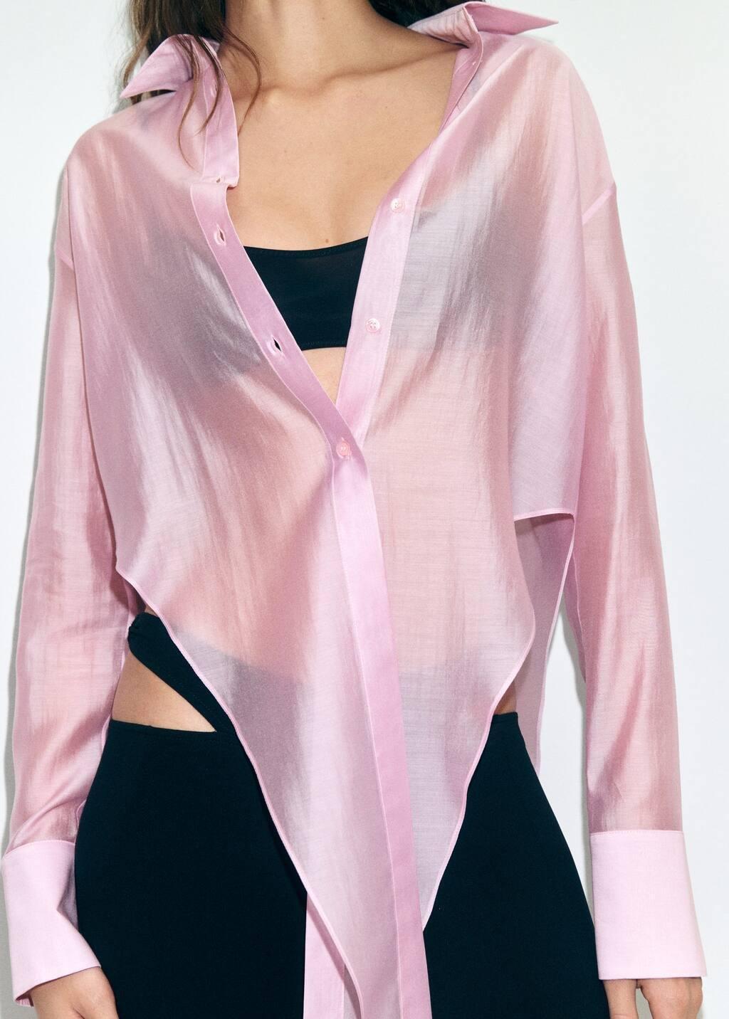 Pink Lyocell Shirt With Peak Finish, , large image number 2