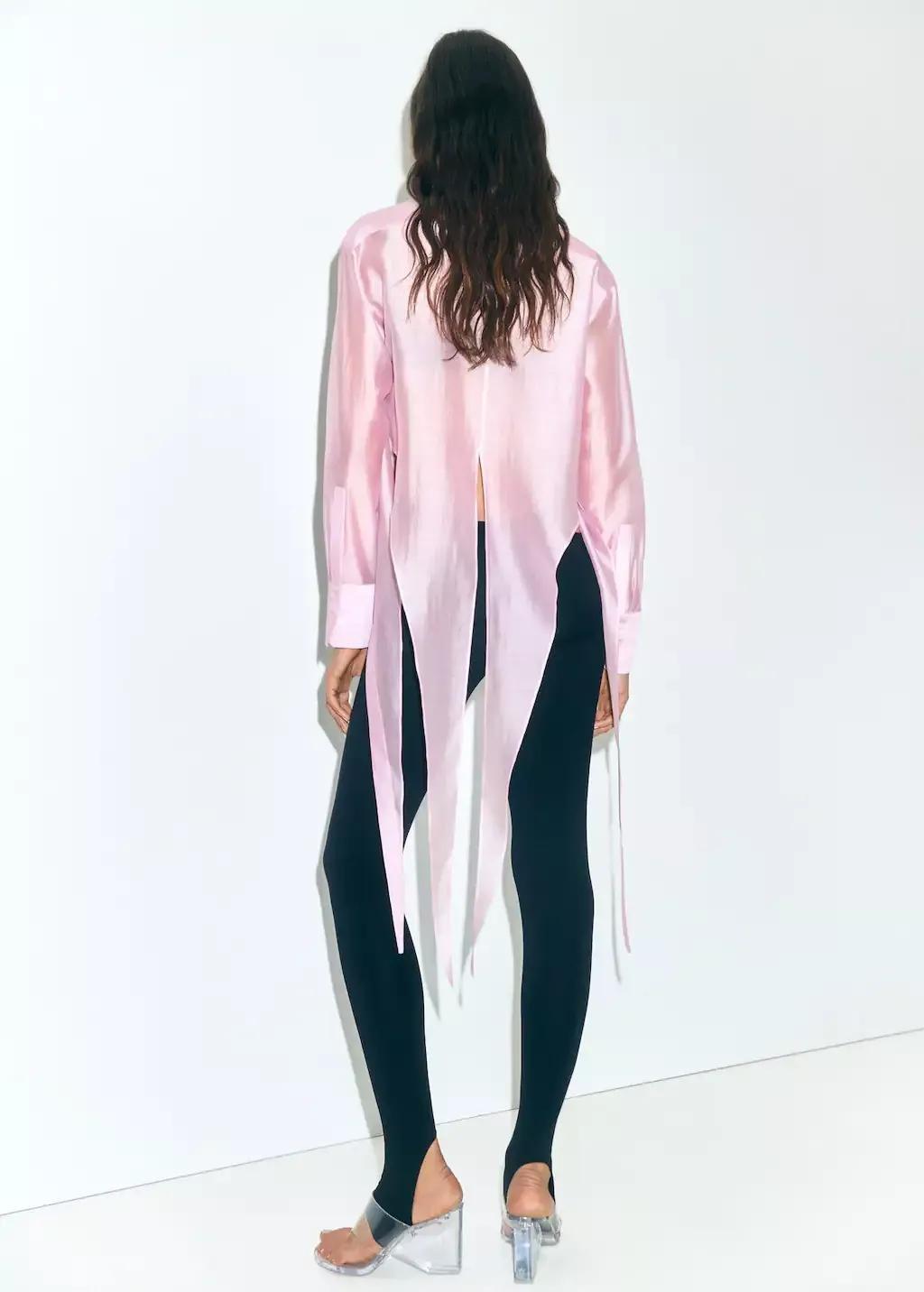 Pink Lyocell Shirt With Peak Finish, , large image number 5