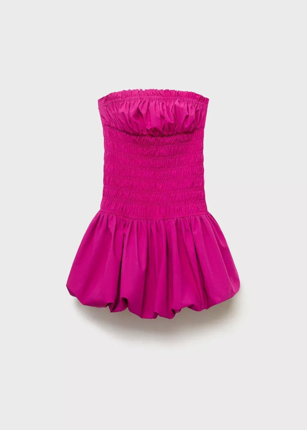 Pink Short Gathered Balloon Dress, , large image number 3