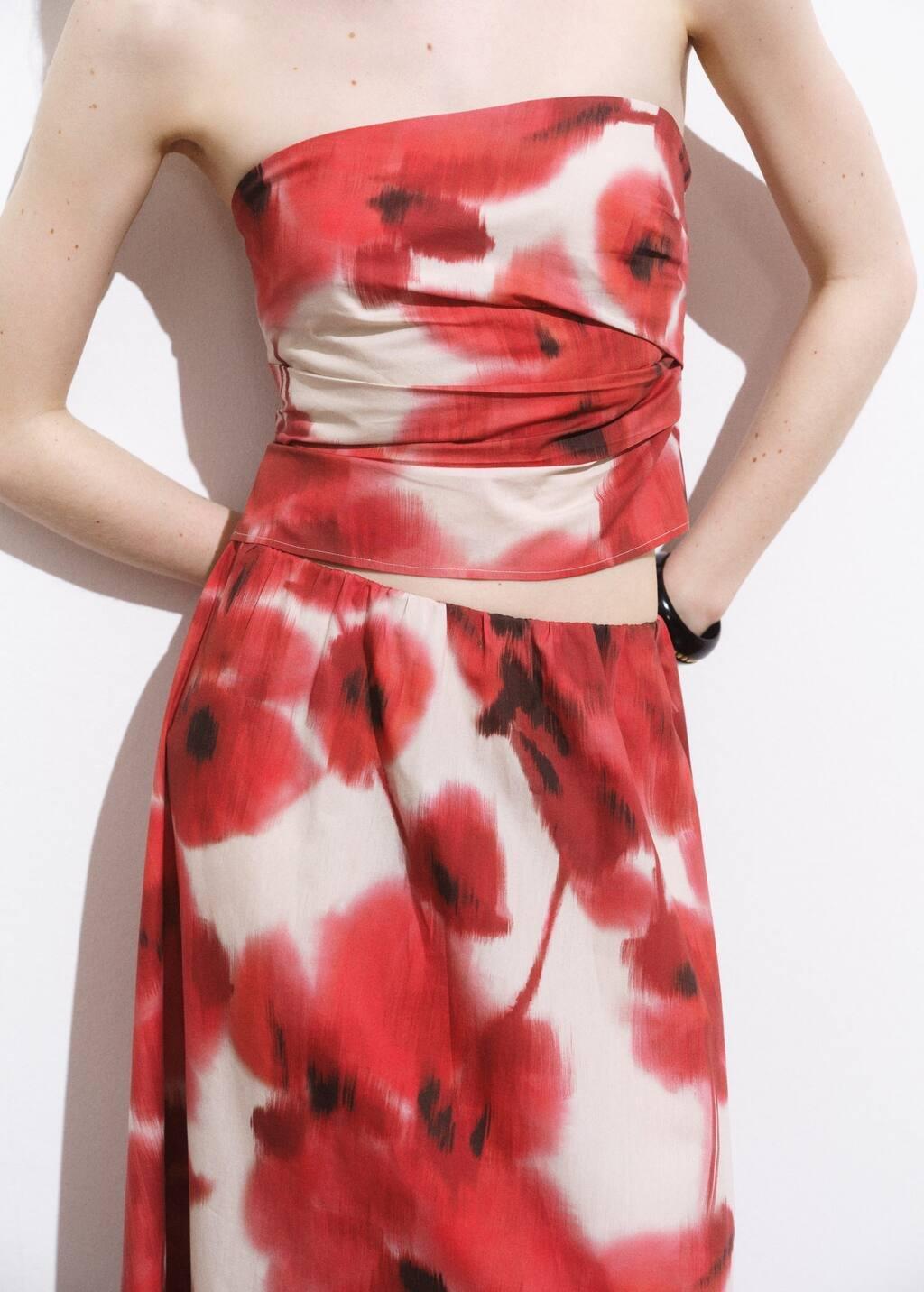 Red Floral Print Bandeau Top, , large image number 2
