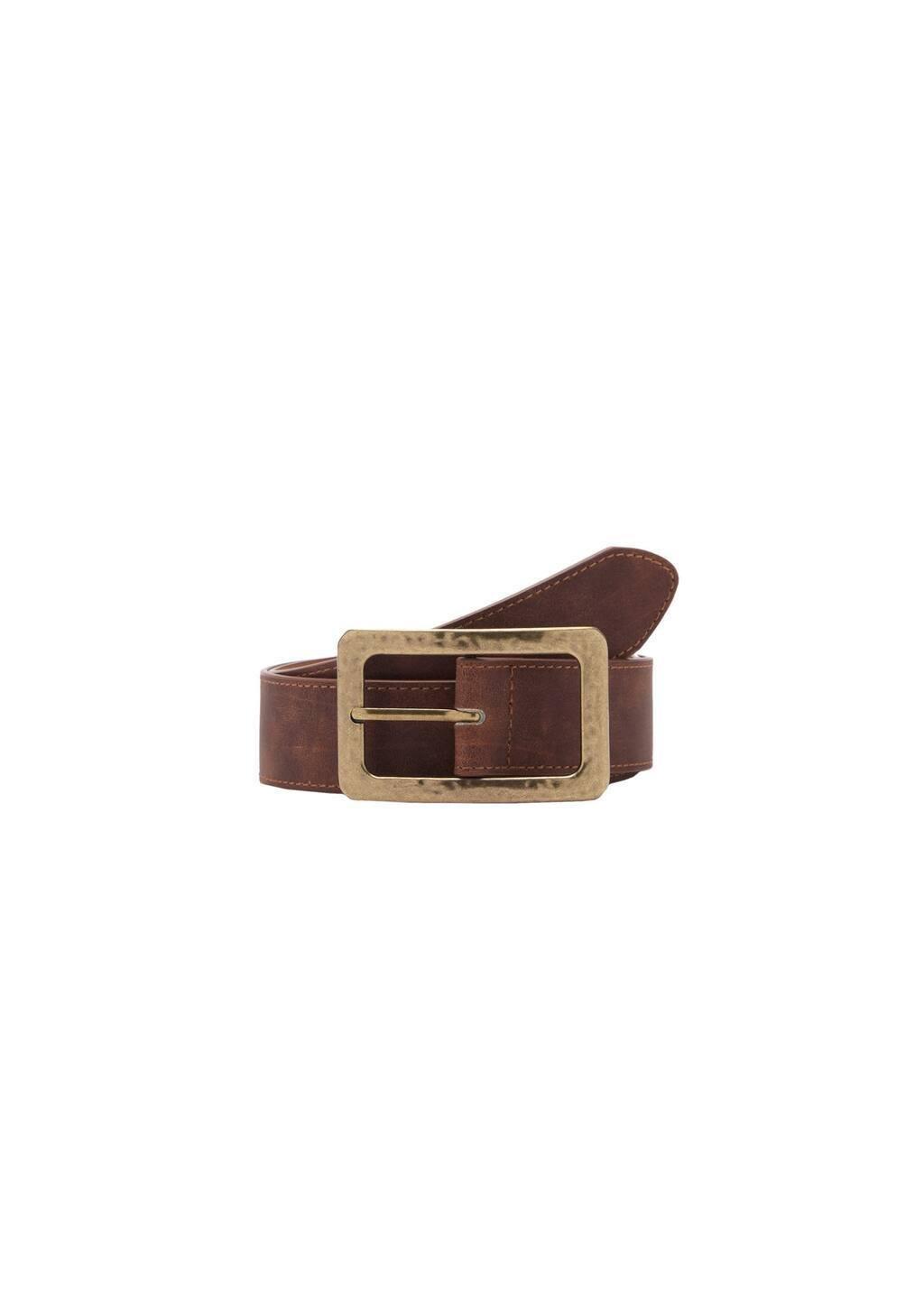 Brown Textured Square Buckle Belt, 0201_30, large image number 3