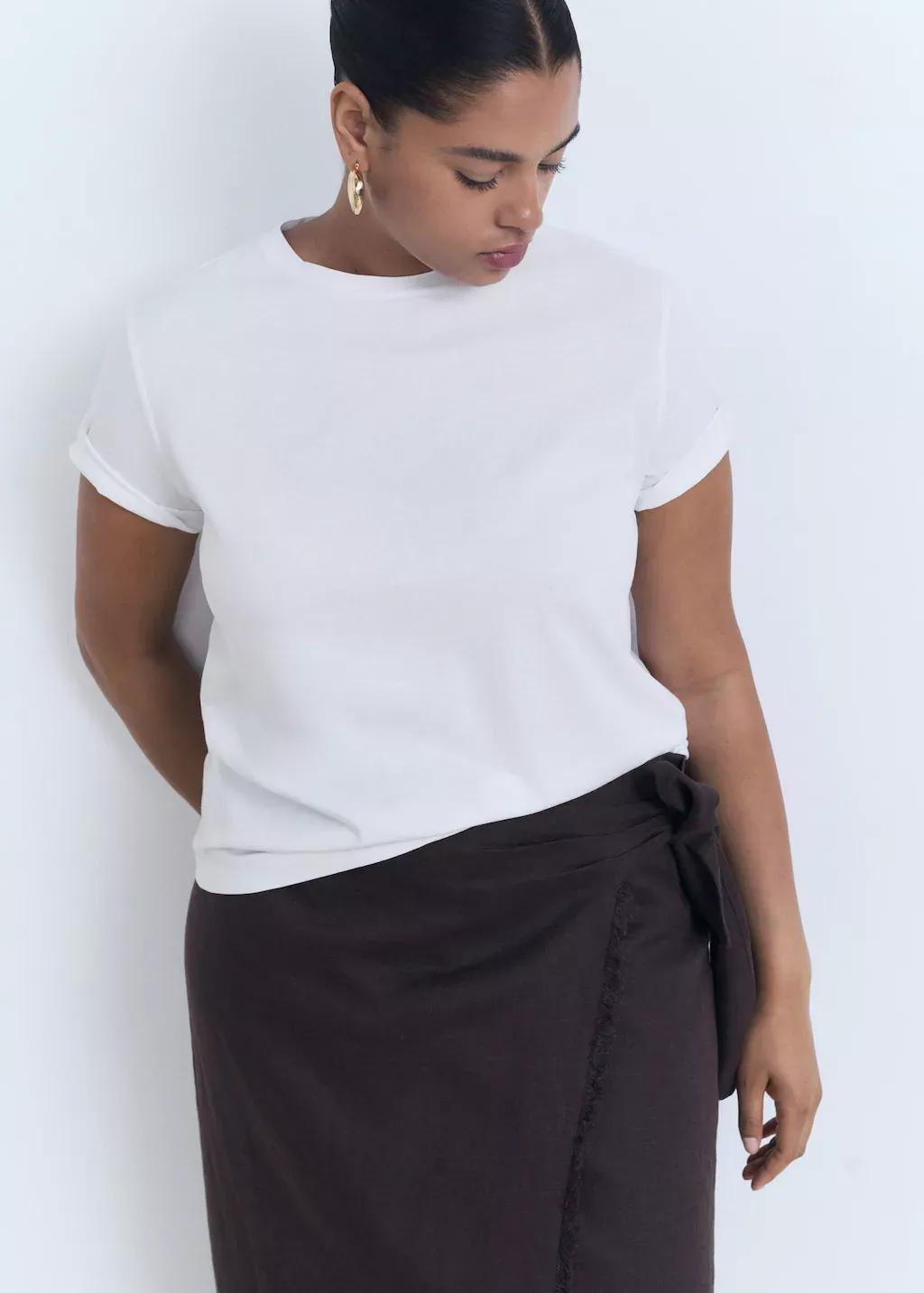 White Cotton Short-Sleeved T-Shirt, 0201_01, large image number 4