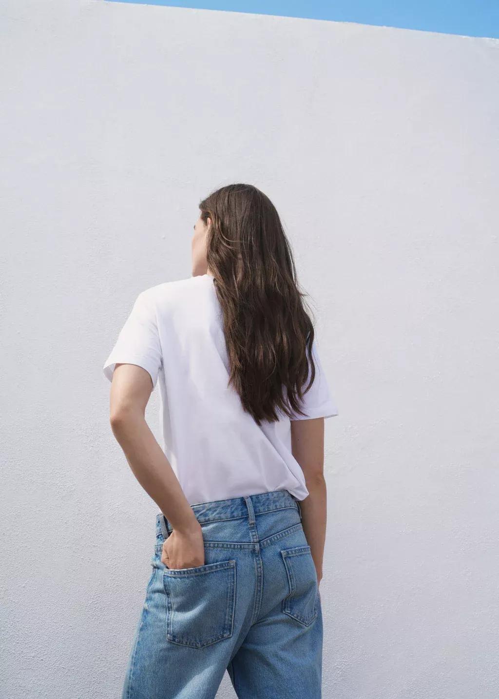 White Cotton Short-Sleeved T-Shirt, 0201_01, large image number 7