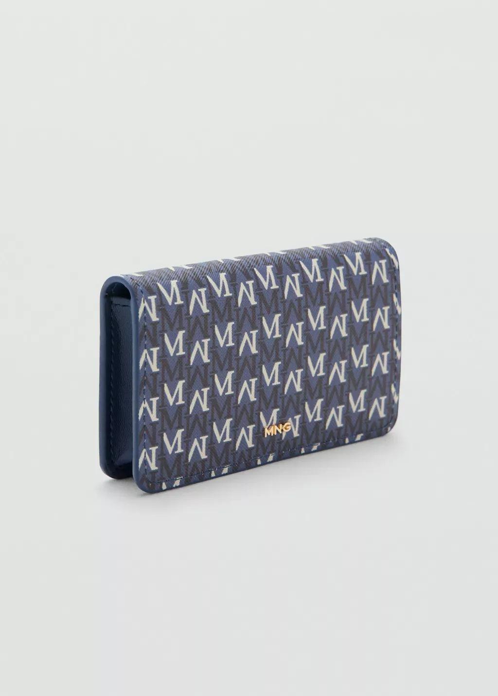 Navy Wallet With Printed Logo And Flap, 0201_56, medium