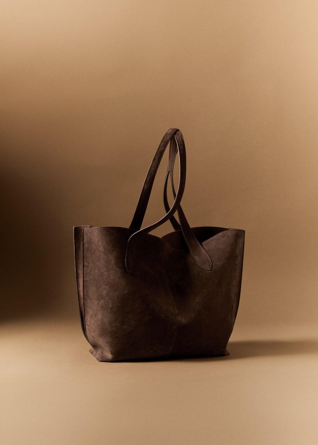 Brown Suede Shopper Bag, , medium