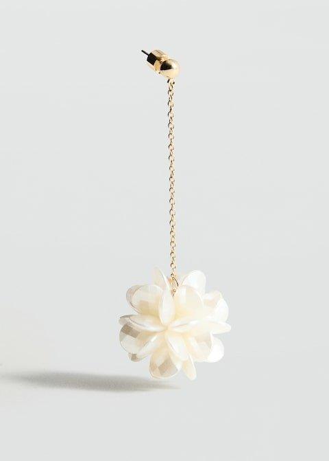 Gold Long Flower Earrings, 0201_OR, large image number 2