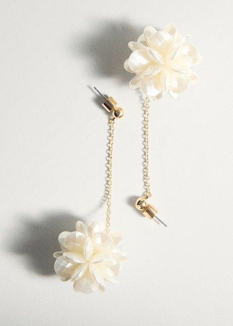 Gold Long Flower Earrings, 0201_OR, large image number 3