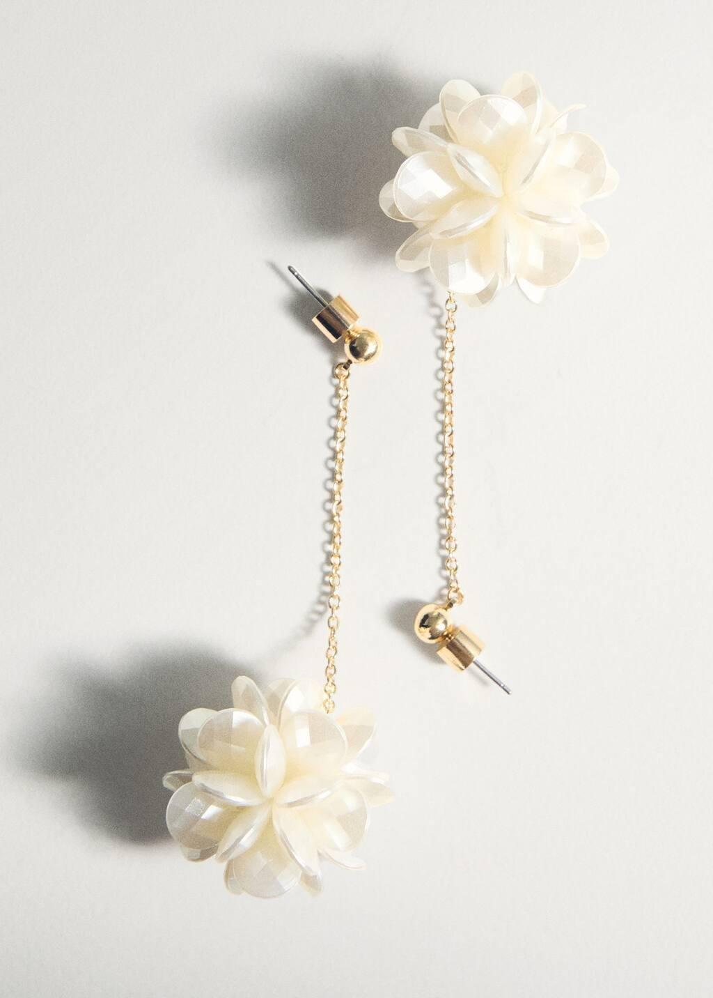 Gold Long Flower Earrings, 0201_OR, large image number 5