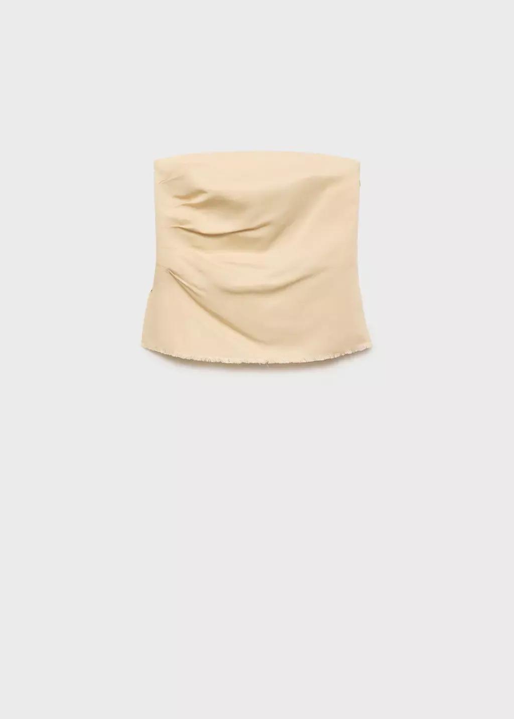 YELLOW Strapless linen-blend top, , large image number 1