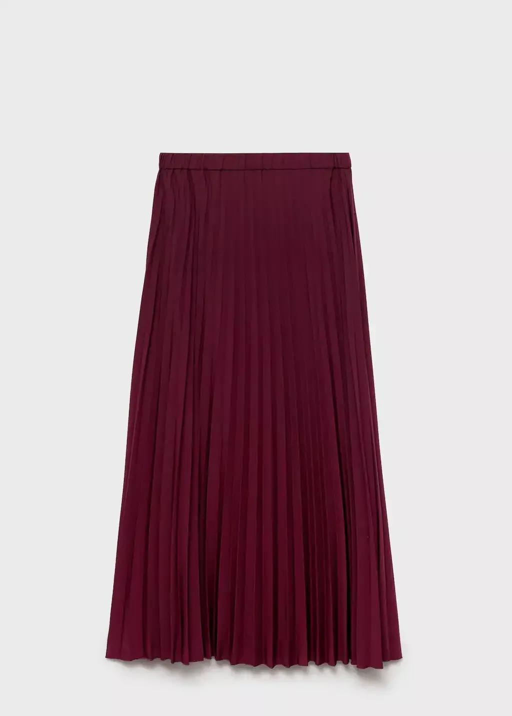DARK RED Long pleated skirt, , large image number 0