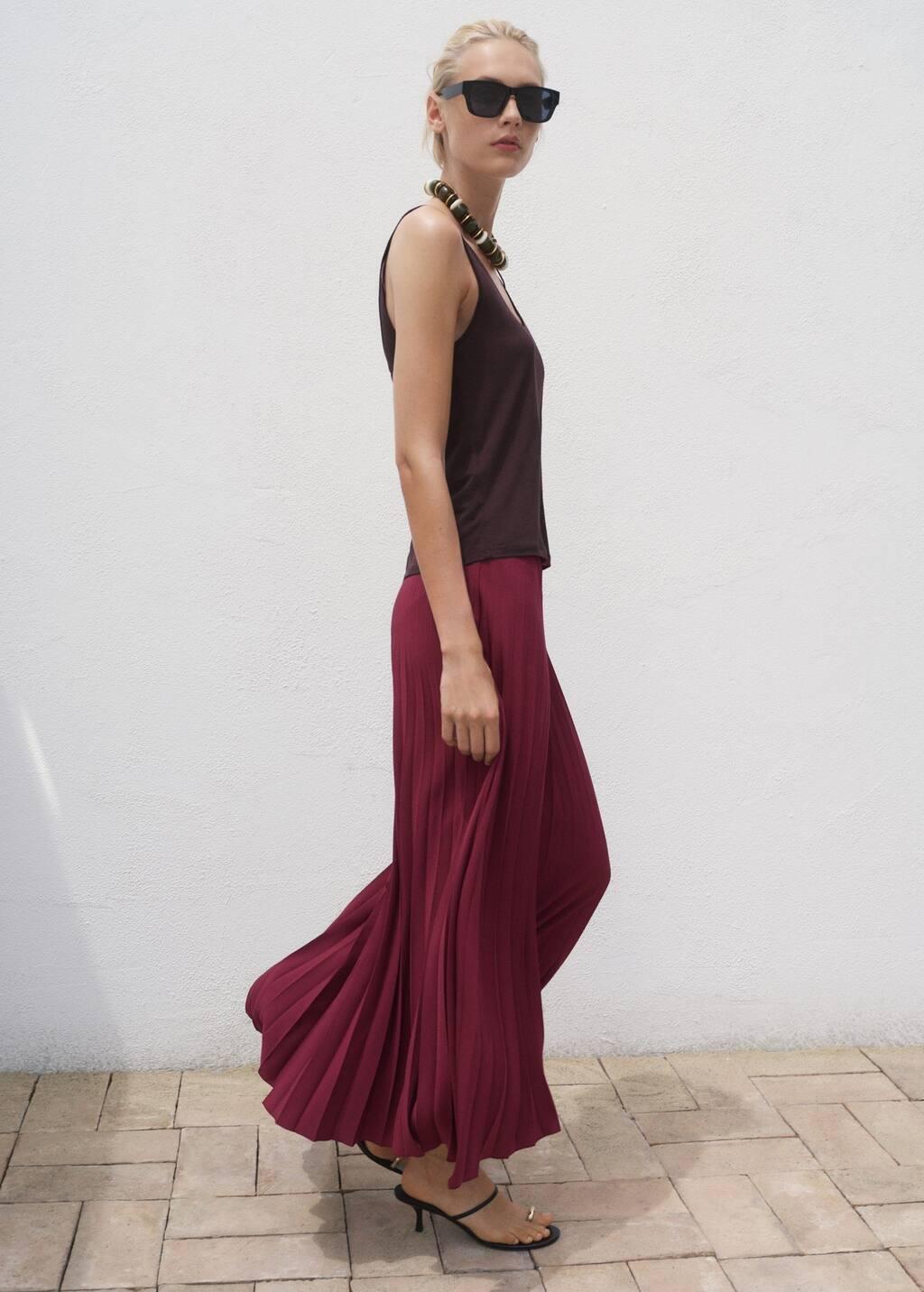 DARK RED Long pleated skirt, Dark Red, medium