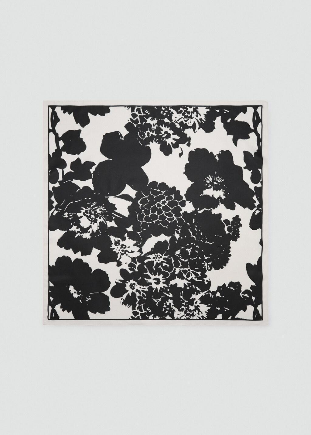 Black Floral-Print Satin Scarf, 0201_99, large image number 6