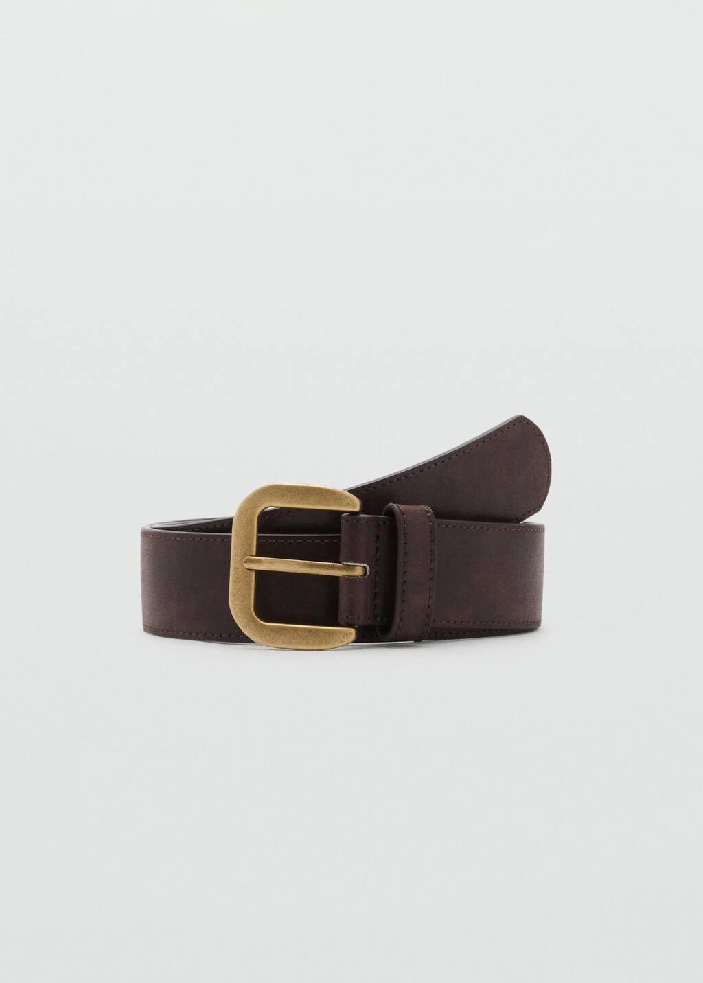 Brown Square Buckle Belt, Dark Brown, large image number 9