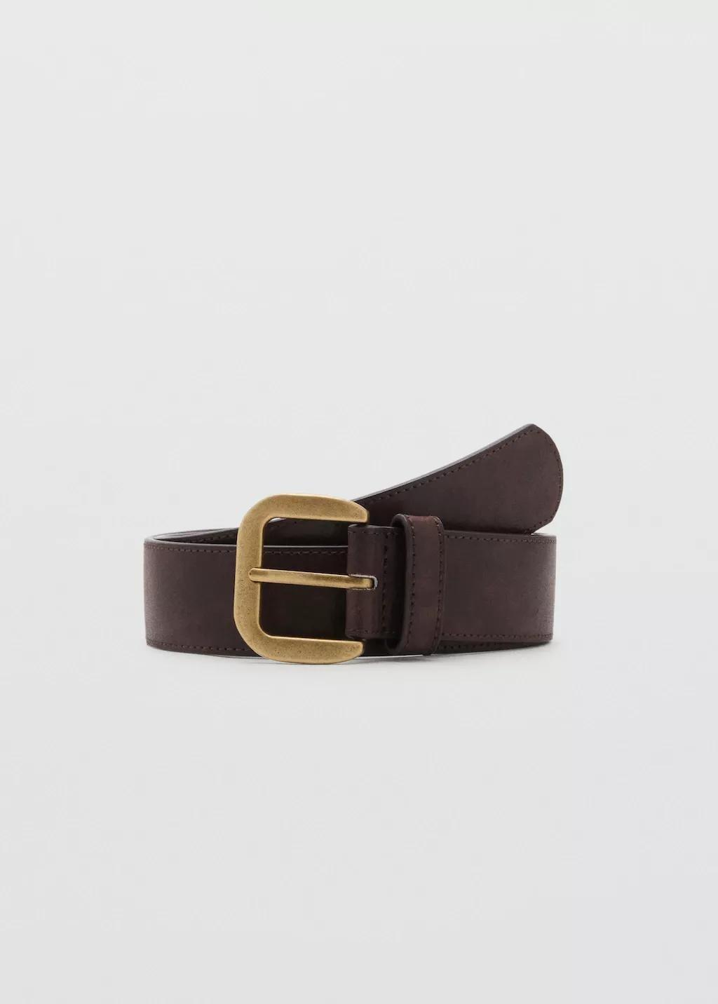 Brown Square Buckle Belt, Dark Brown, large image number 10
