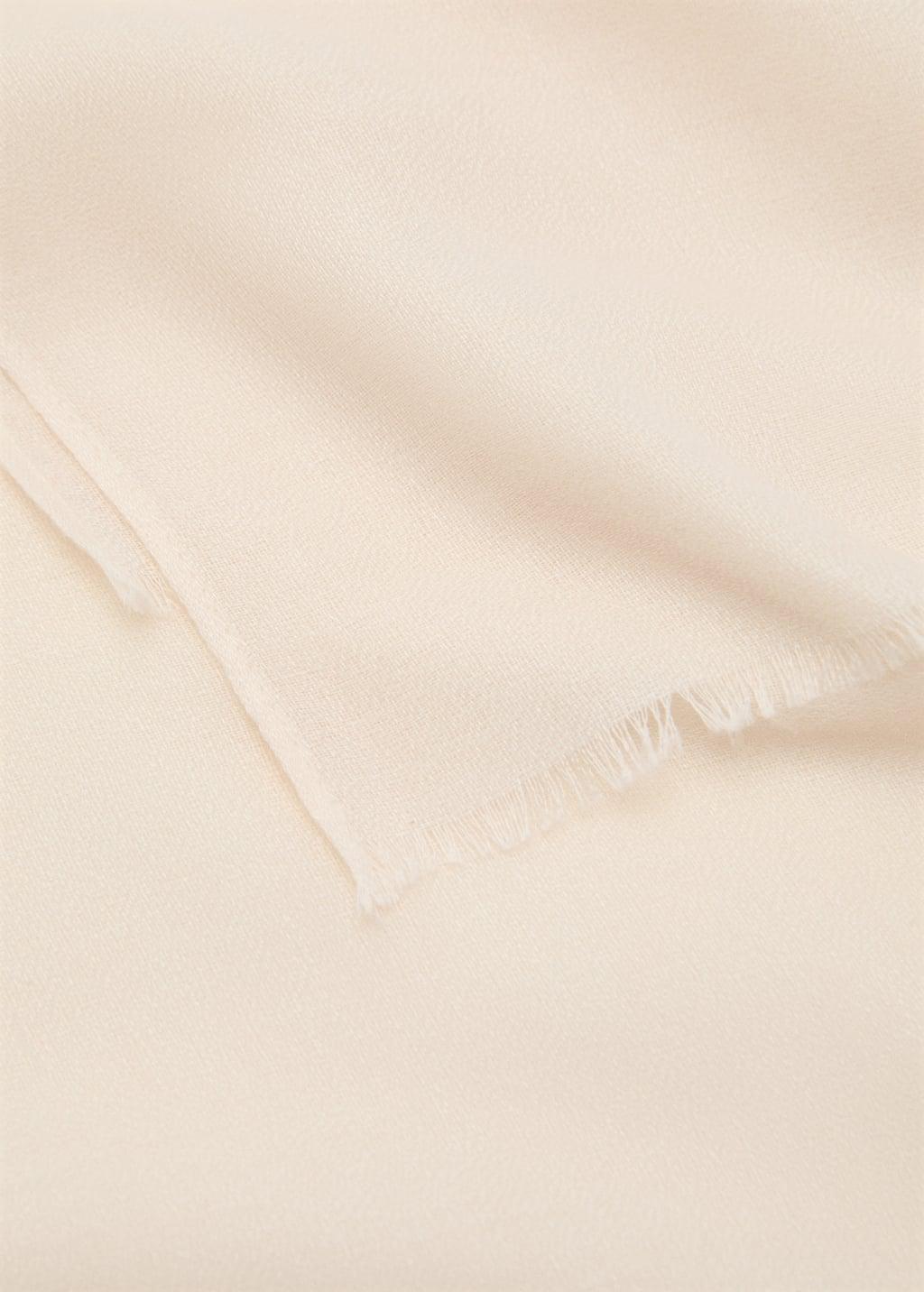 Beige Plain Shawl With Frayed Ends, 0201_05, large image number 0