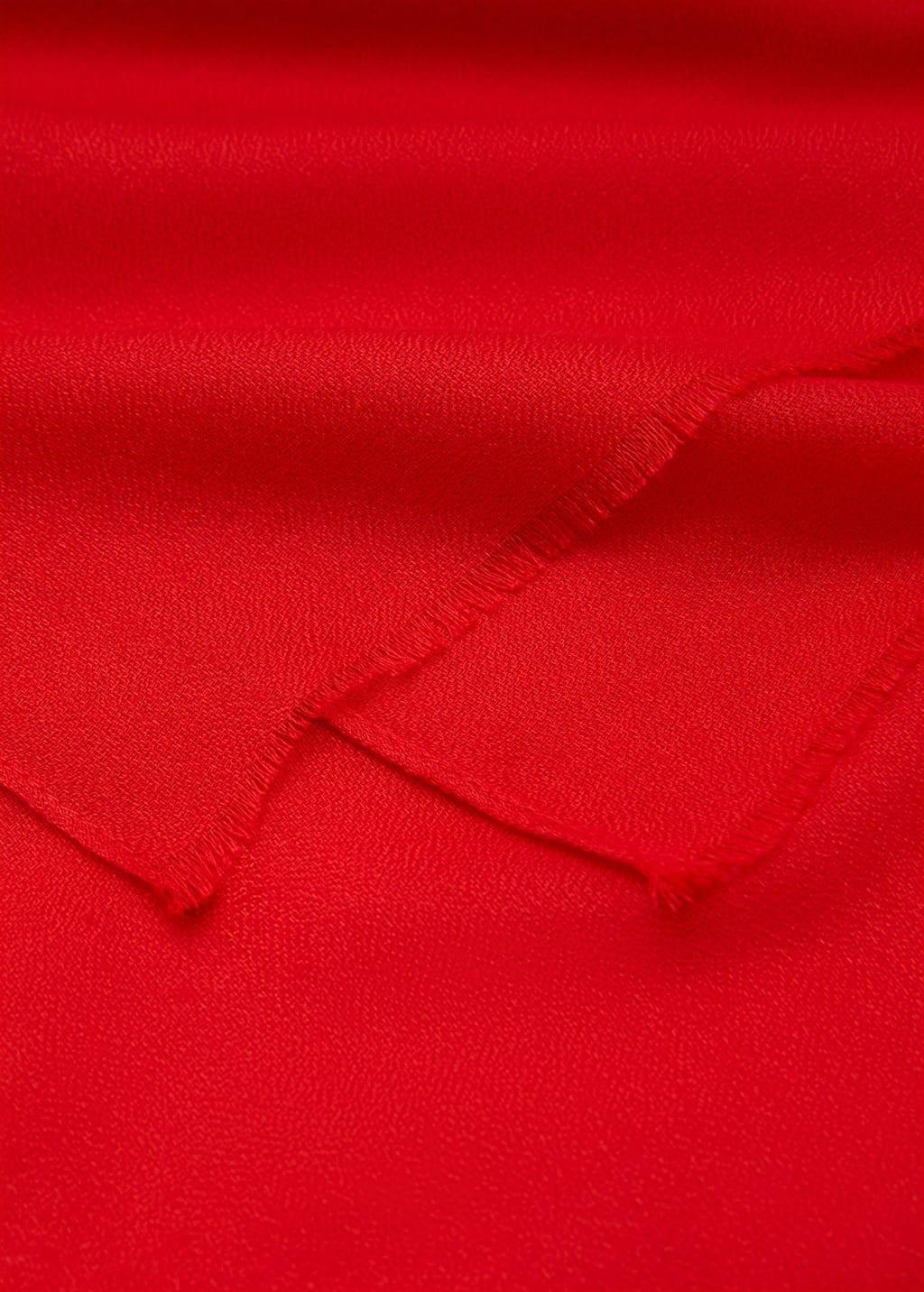 Red Plain Shawl With Frayed Ends, Red, medium