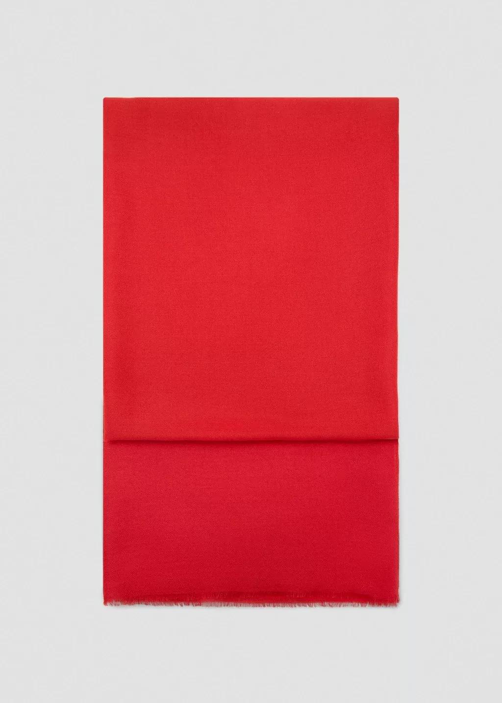 Red Plain Shawl With Frayed Ends, 0201_70, large image number 2