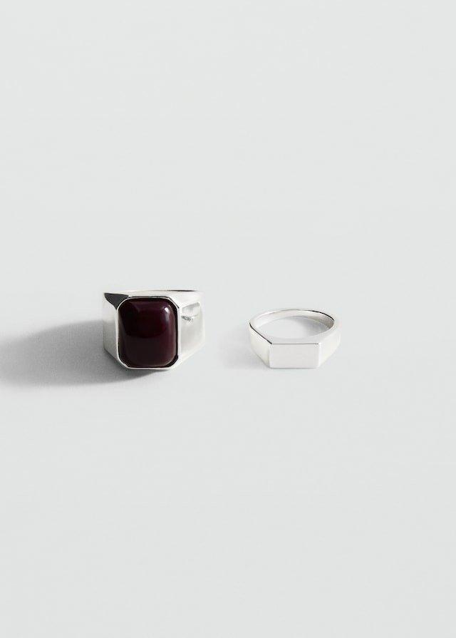 Silver Combined Resin Rings, Set Of 2, , large image number 0