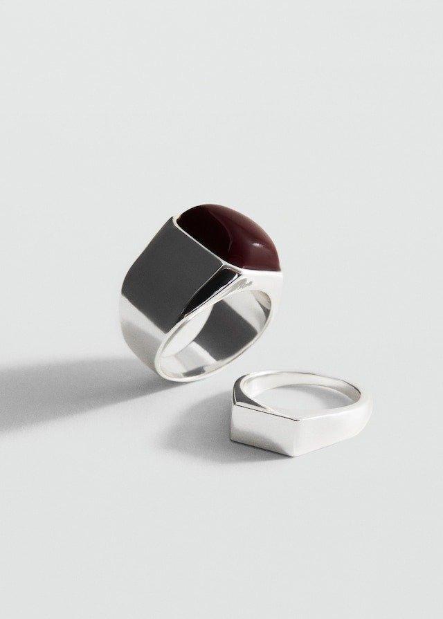 Silver Combined Resin Rings, Set Of 2, , large image number 1
