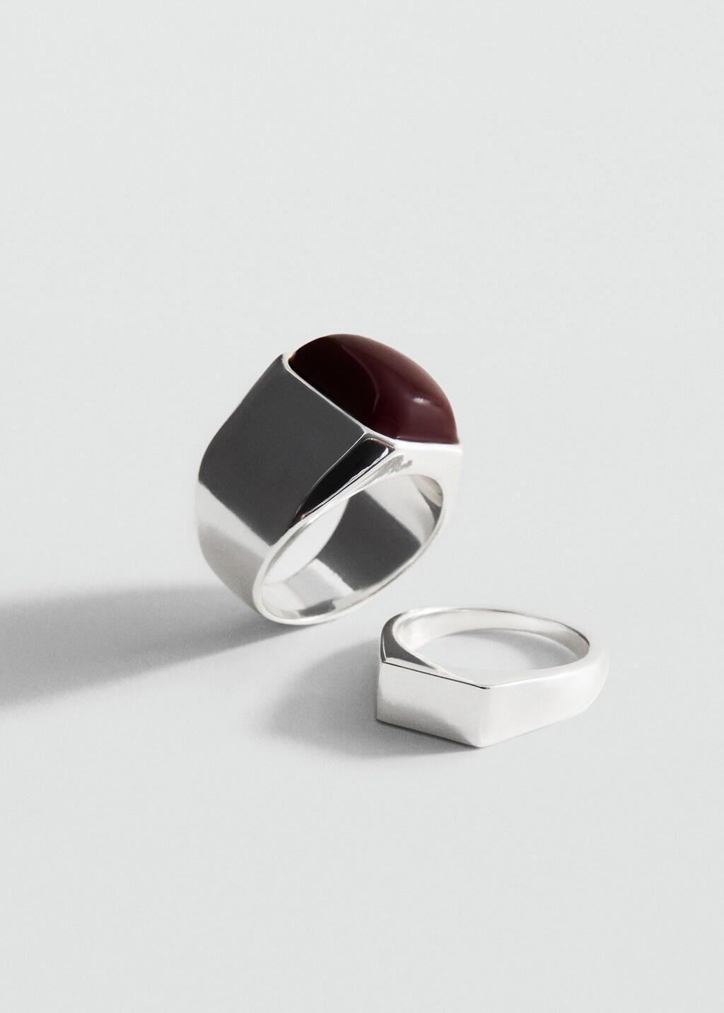 Silver Combined Resin Rings, Set Of 2, , large image number 4