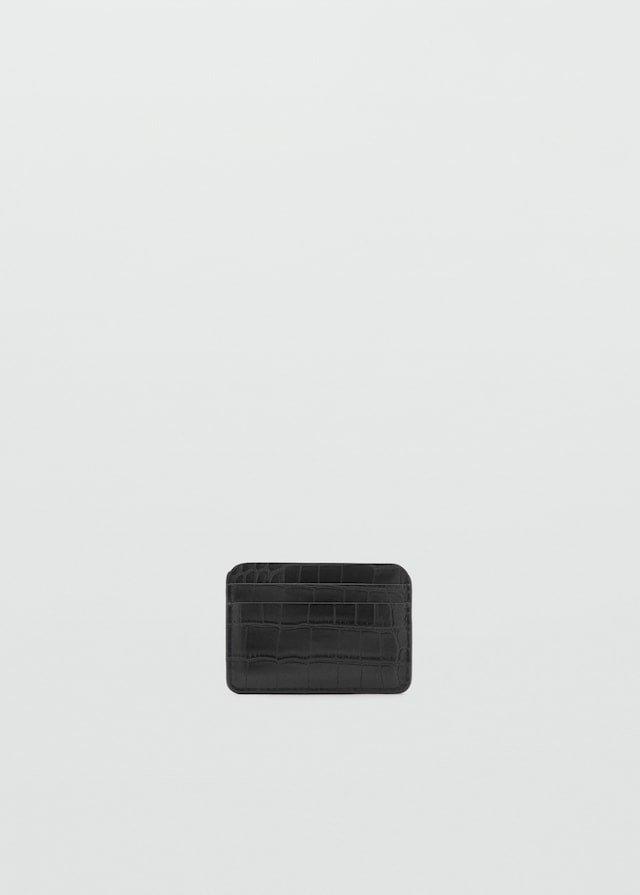 Black Croc-Effect Cardholder, Black, large image number 0