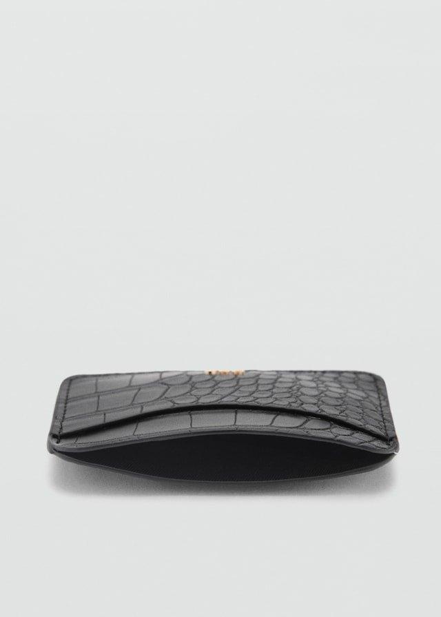 Black Croc-Effect Cardholder, Black, large image number 2