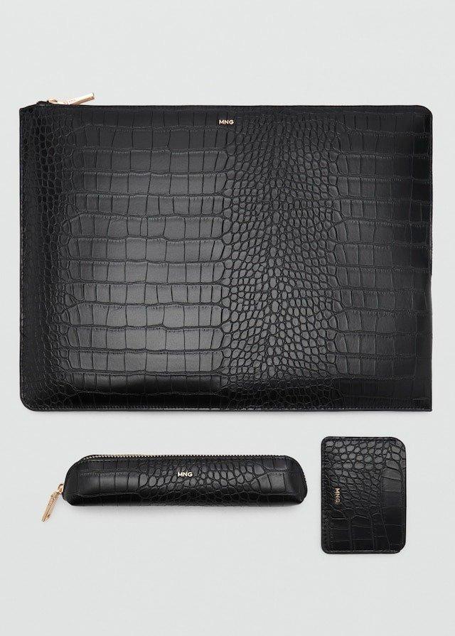Black Croc-Effect Cardholder, Black, large image number 7