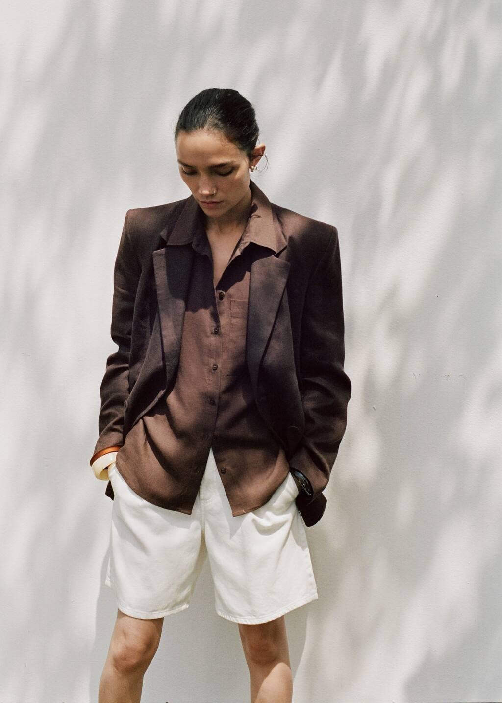 Brown Lyocell Shirt With Pocket, Dark Brown, large image number 5